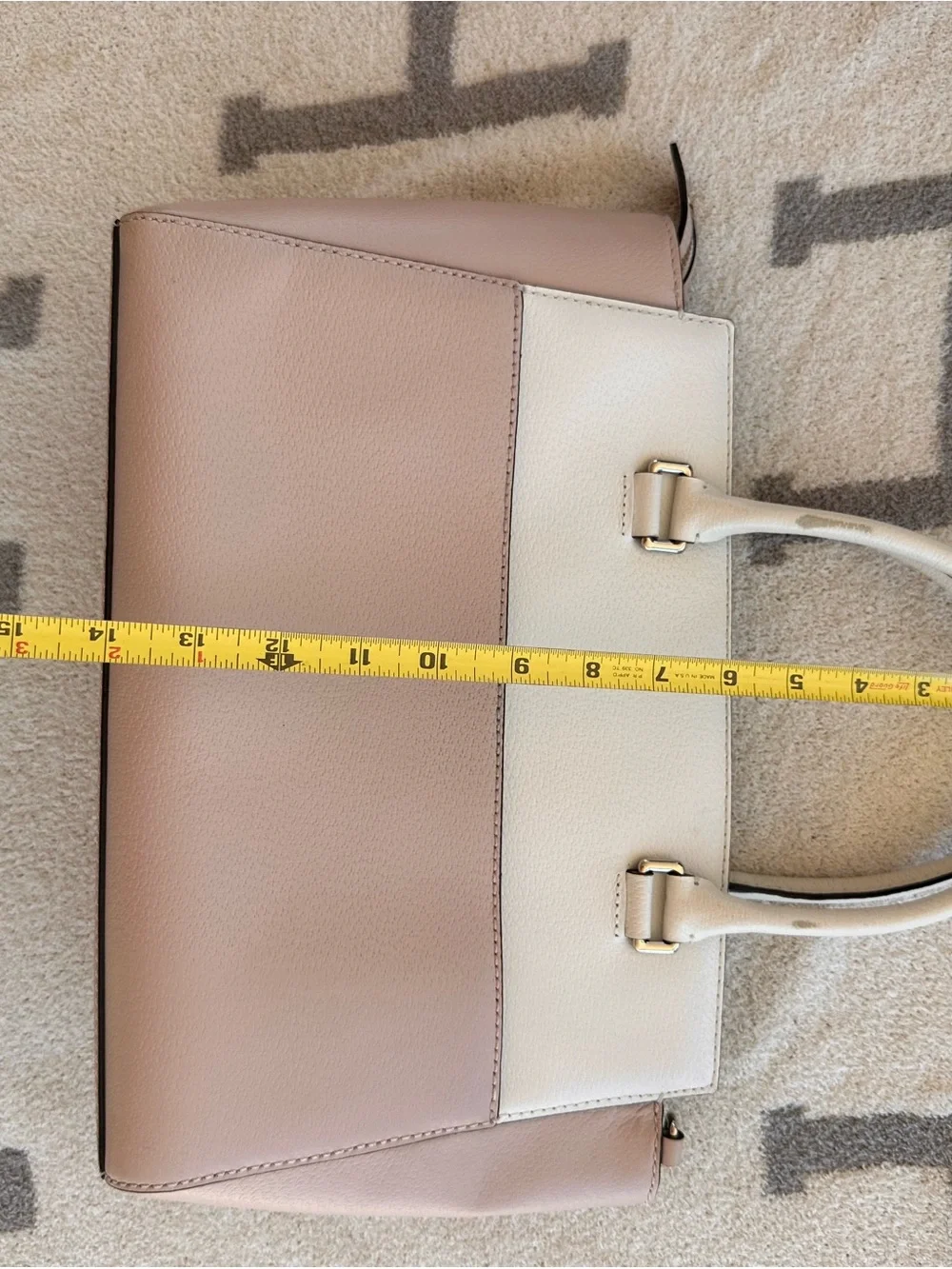 kate spade Cream and Blush Leather Satchel with Gold Hardware